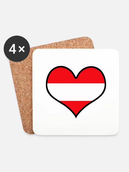 herz österreich austria - Untersetzer (4er-Set) - Weiß