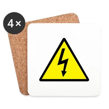 Attention,Symbole,Foudre,Électicité - Dessous de verre (lot de 4) - blanc - Devant