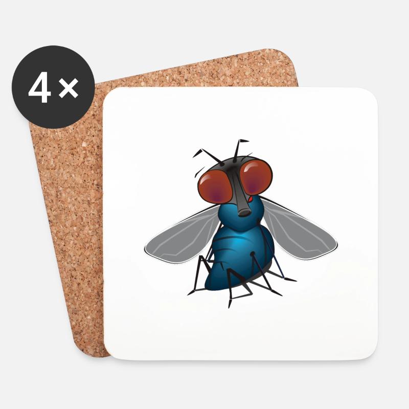 fliege - Untersetzer (4er-Set) - Weiß