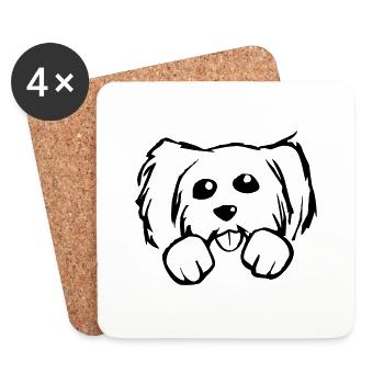 Hund - Untersetzer (4er-Set) - Weiß - Vorne