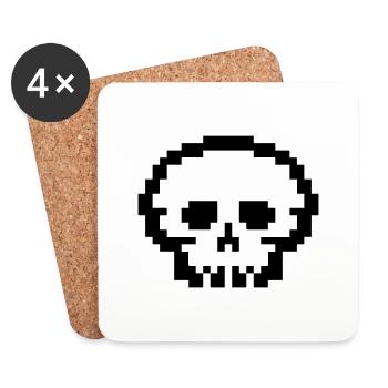 Crâne de pixel - Dessous de verre (lot de 4) - blanc - Devant