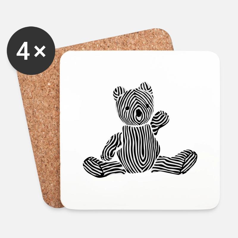 Teddybär - Untersetzer (4er-Set) - Weiß
