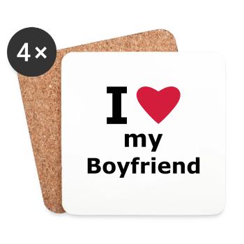 I love my boyfriend - Untersetzer (4er-Set) - Weiß - Vorne