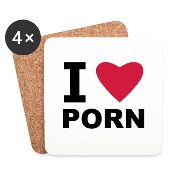 I love Porn - Coasters (set of 4) - white - Front