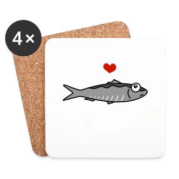 Fête de la Sardine I love Breizh, WT - Dessous de verre (lot de 4) - blanc - Devant