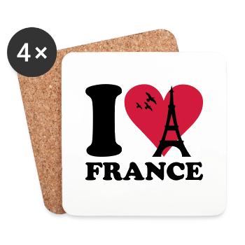 I love France - Frankreich - Untersetzer (4er-Set) - Weiß - Vorne