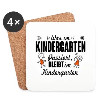 Was im Kindergarten passiert bleibt dort - Untersetzer (4er-Set) - Weiß - Vorne