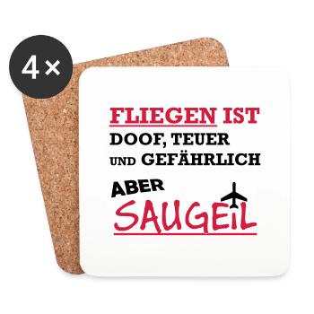 fliegen ist saugeil - Untersetzer (4er-Set) - Weiß - Vorne