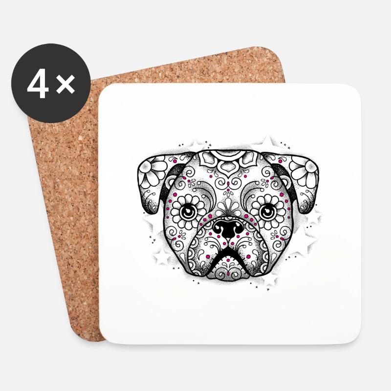 Welpe Sugar Skull - Untersetzer (4er-Set) - Weiß
