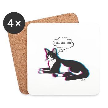 Katze ich dich töten werde - Untersetzer (4er-Set) - Weiß - Vorne