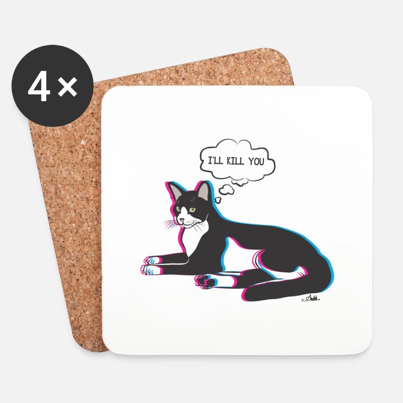 Katze ich dich töten werde - Untersetzer (4er-Set) - Weiß