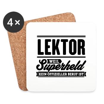 Superheld Lektor - Untersetzer (4er-Set) - Weiß - Vorne