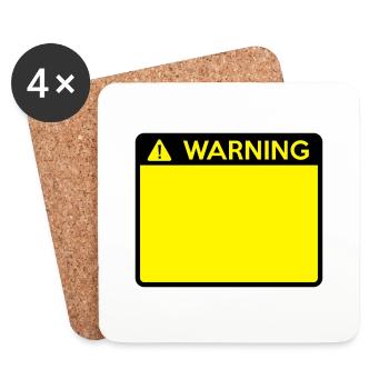 Warning Sign (2 colour) - Coasters (set of 4) - white - Front