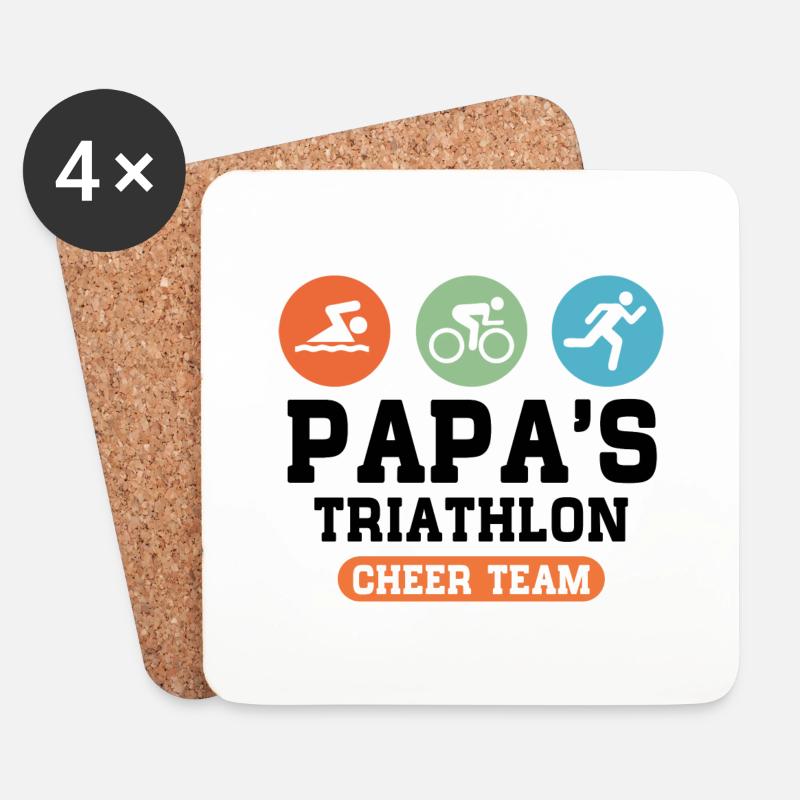 Triathlon Papa - Untersetzer (4er-Set) - Weiß