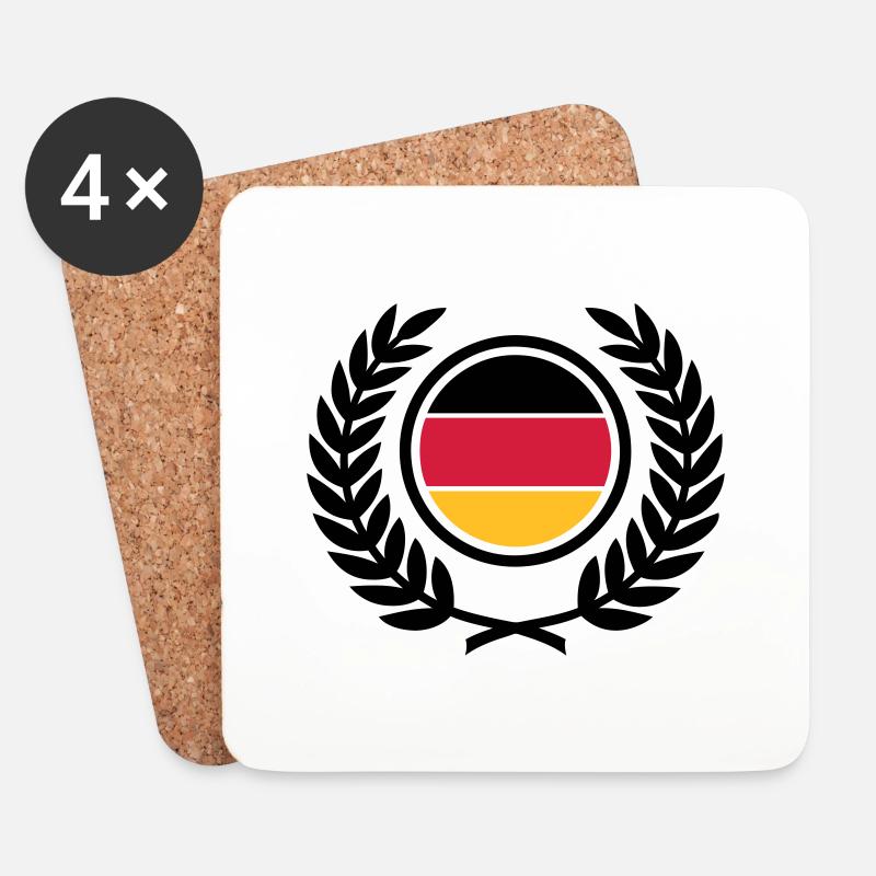 Deutschland (Flagge & Lorbeerkranz) - Untersetzer (4er-Set) - Weiß