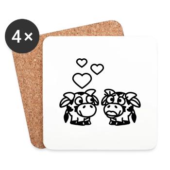 smiley_cows_in_love_1c - Dessous de verre (lot de 4) - blanc - Devant