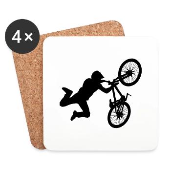Mountainbiker - Untersetzer (4er-Set) - Weiß - Vorne