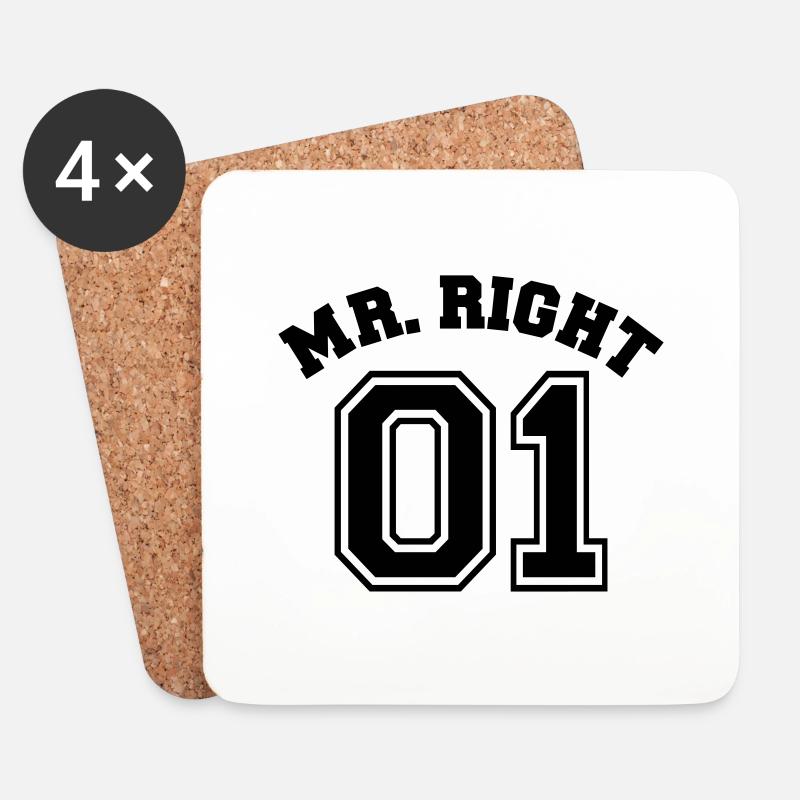 Mr. Right 01 - Untersetzer (4er-Set) - Weiß