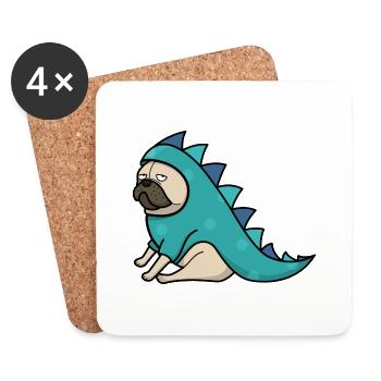 Mops - Untersetzer (4er-Set) - Weiß - Vorne