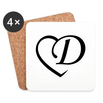 Love letter D. - Coasters (set of 4) - white - Front