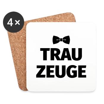 Trauzeuge Fliege - Untersetzer (4er-Set) - Weiß - Vorne