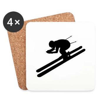 Skiing tribal - Dessous de verre (lot de 4) - blanc - Devant