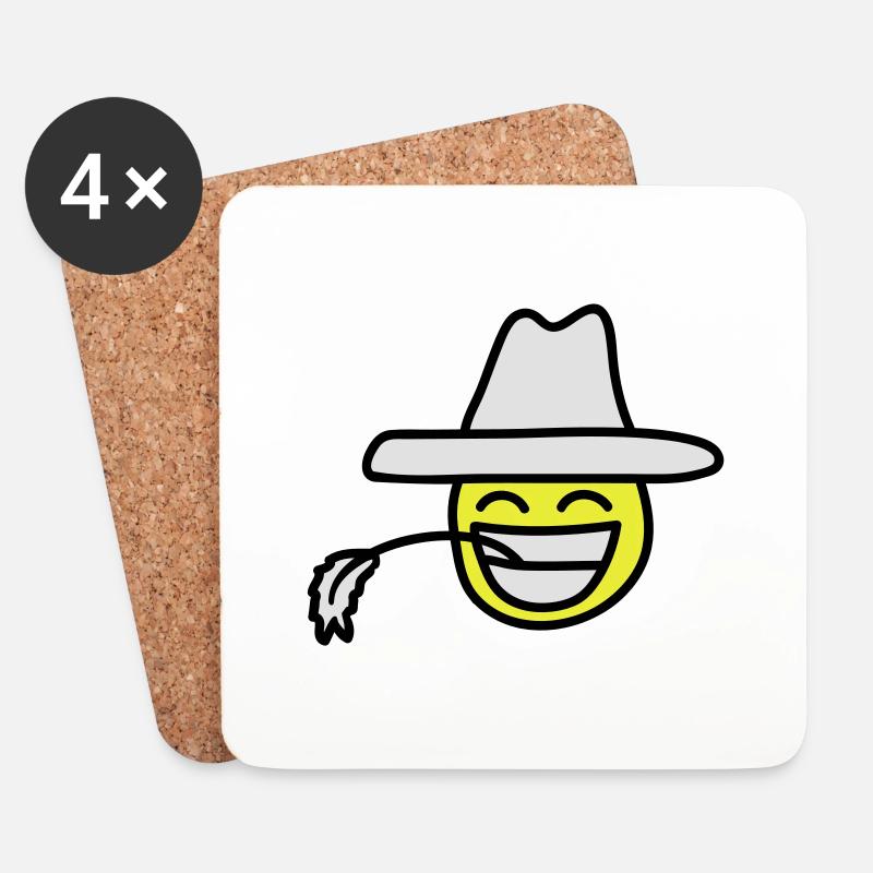 cowboy_smiley - Untersetzer (4er-Set) - Weiß