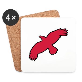 raben krähen mystisch vogel fliegen raven mystical - Coasters (set of 4) - white - Front