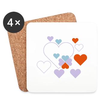 de cœur - Dessous de verre (lot de 4) - blanc - Devant