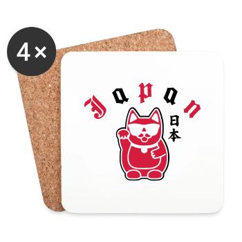 japan cat - Dessous de verre (lot de 4) - blanc - Devant