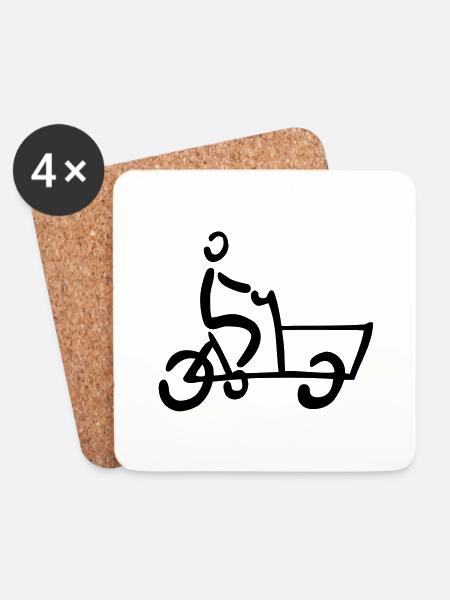 Bakfiets Lastenrad Fahrrad - Untersetzer (4er-Set) - Weiß