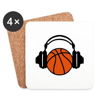 headphones headphones dj audio basketball - Coasters (set of 4) - white - Front