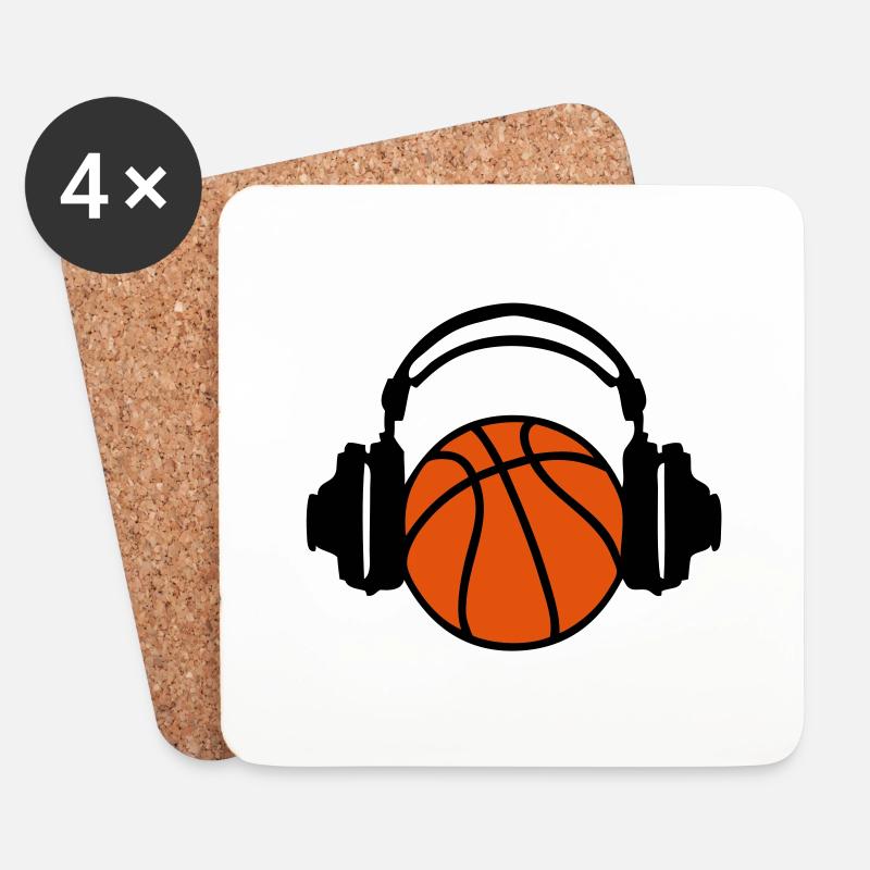 Kopfhörer-Kopfhörer DJ-Audio-Basketball - Untersetzer (4er-Set) - Weiß
