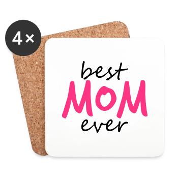 text best mom ever sticker aufkleber button liebe - Untersetzer (4er-Set) - Weiß - Vorne