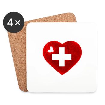 I LOVE SWITZERLAND - SCHWEIZ - SUISSE - Untersetzer (4er-Set) - Weiß - Vorne