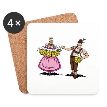 Lederhosen Man Welcomes Beer Waitress - Untersetzer (4er-Set) - Weiß - Vorne