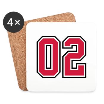 02 sports jersey football number - Untersetzer (4er-Set) - Weiß - Vorne
