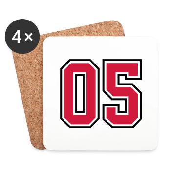 05 sports jersey football number - Dessous de verre (lot de 4) - blanc - Devant