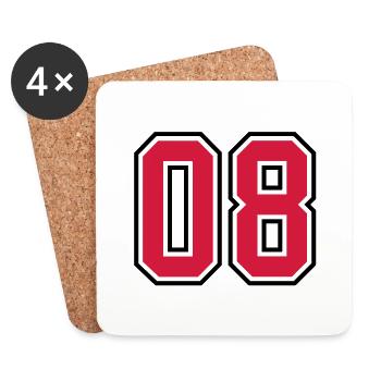 08 sports jersey football number - Dessous de verre (lot de 4) - blanc - Devant