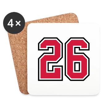 26 sports jersey football number - Coasters (set of 4) - white - Front
