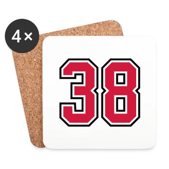 38 sports jersey football number - Dessous de verre (lot de 4) - blanc - Devant