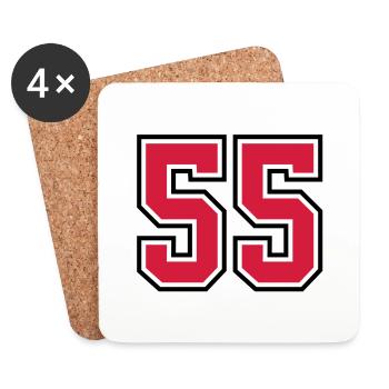 55 sports jersey football number - Dessous de verre (lot de 4) - blanc - Devant