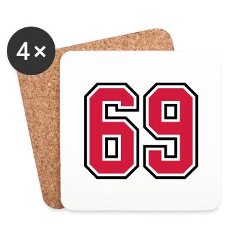 69 sports jersey football number - Coasters (set of 4) - white - Front