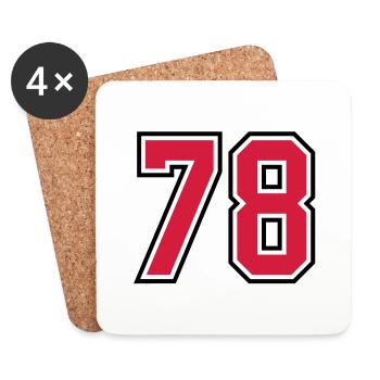 78 sports jersey football number - Dessous de verre (lot de 4) - blanc - Devant