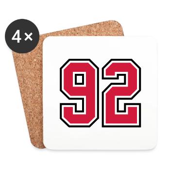 92 sports jersey football number - Coasters (set of 4) - white - Front