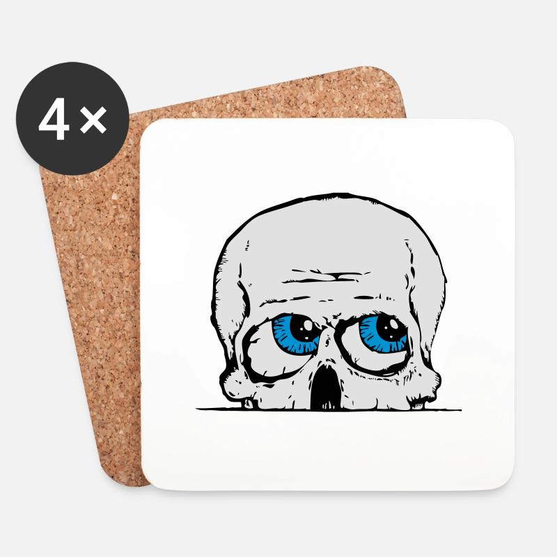 skull_courious_3colours - Untersetzer (4er-Set) - Weiß