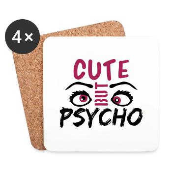 Des yeux mignons mais psycho sympas qui disent gentiment desi - Dessous de verre (lot de 4) - blanc - Devant