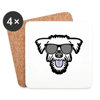 cool dog in the summer holidays - Coasters (set of 4) - white - Front