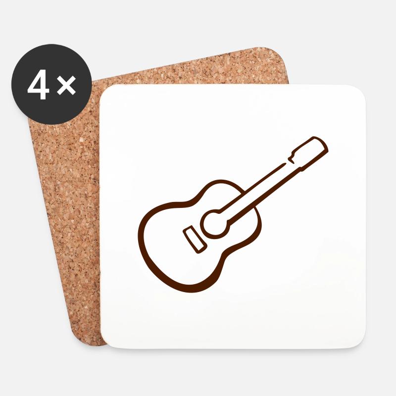 Gitarre - Untersetzer (4er-Set) - Weiß