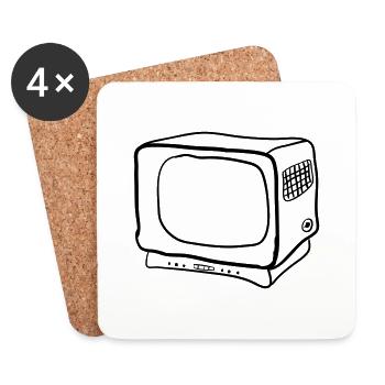 alter Fernseher - Untersetzer (4er-Set) - Weiß - Vorne